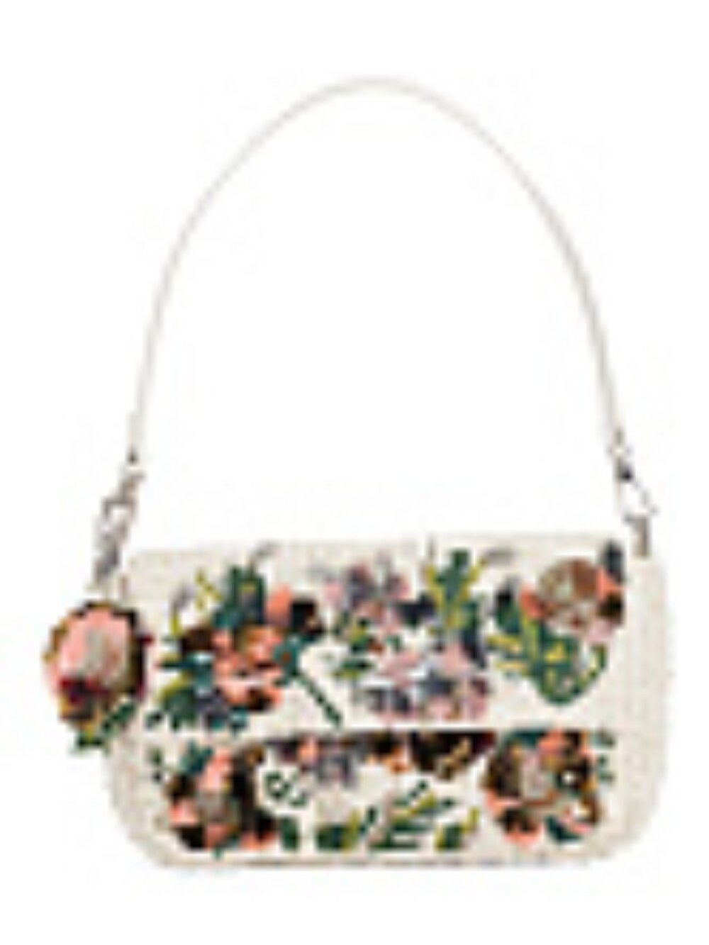Beaded Multi Flower Cluster Shoulder Bag